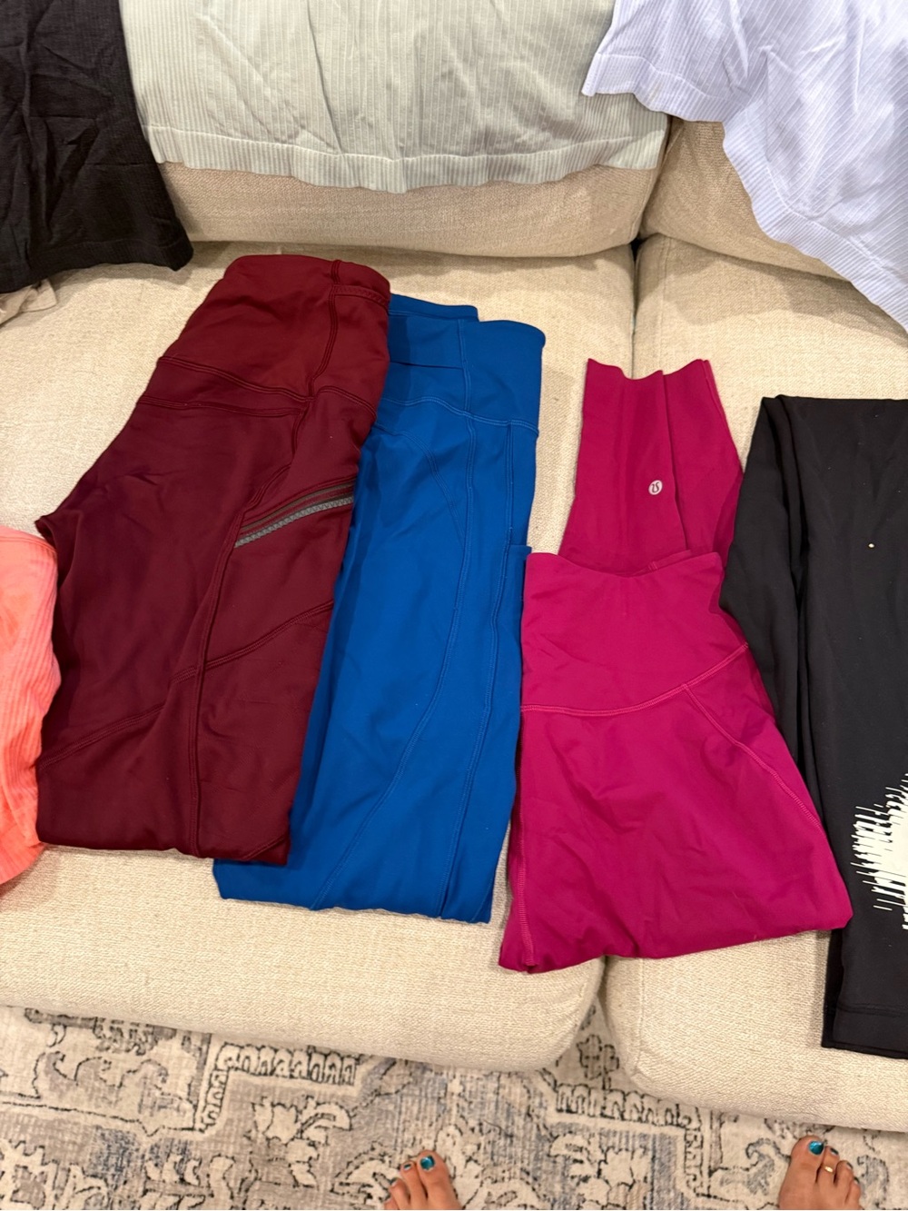 lululemon athletica Assorted Active Leggings in Wine, Blue, and Magenta